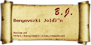 Benyovszki Jolán névjegykártya