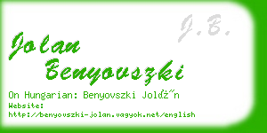 jolan benyovszki business card